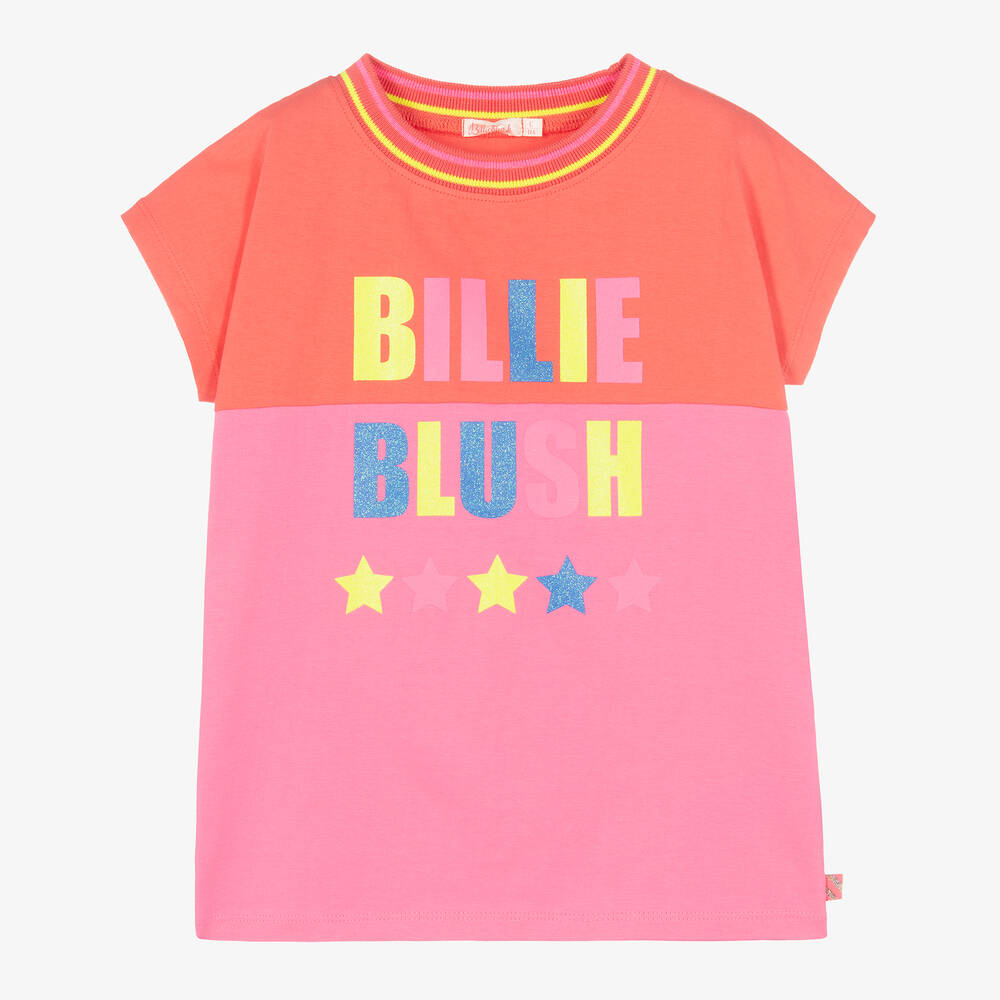 Billieblush - Girls Coral Pink Logo T-Shirt | Childrensalon