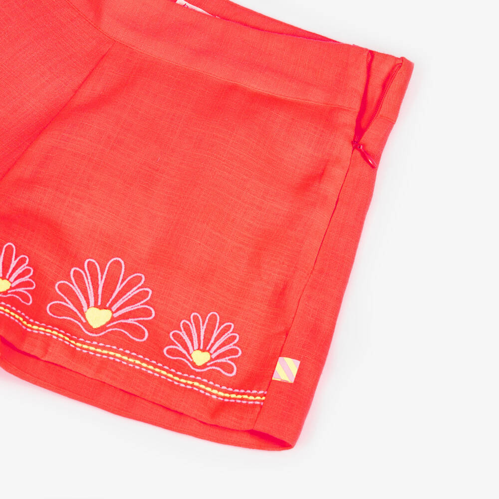 Billieblush-Шорты коралловые с вышивкой ракушек для девочек | Childrensalon Outlet