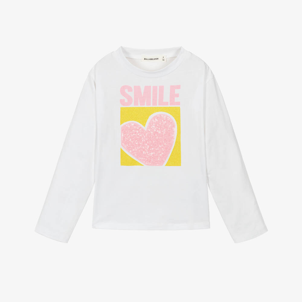 Billieblush-Girls Cotton White Heart Top | Childrensalon Outlet