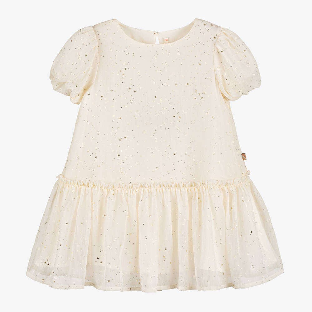 Billieblush-Girls Cream & Gold Starry Chiffon Dress | Childrensalon Outlet