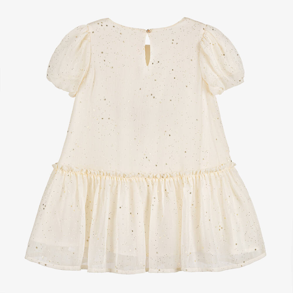 Billieblush-فستان شيفون لون عاجي وذهبي | Childrensalon Outlet