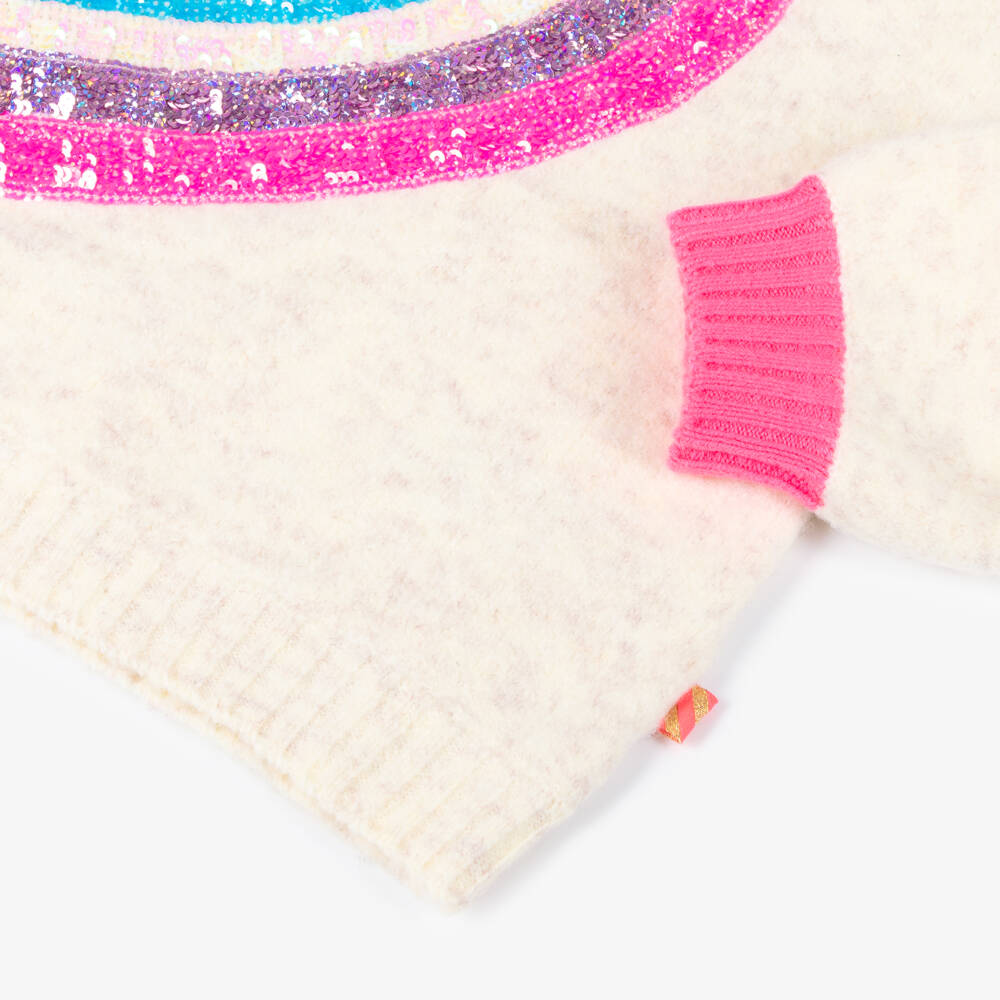 Billieblush-Girls Cream Sequin Heart Jumper | Childrensalon Outlet