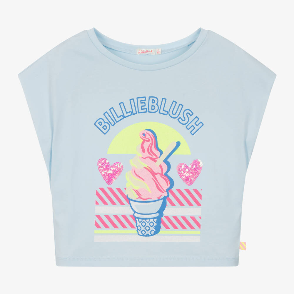 Billieblush-بلوزة قطنية ناعمة للفتيات بلون السماء | Childrensalon Outlet