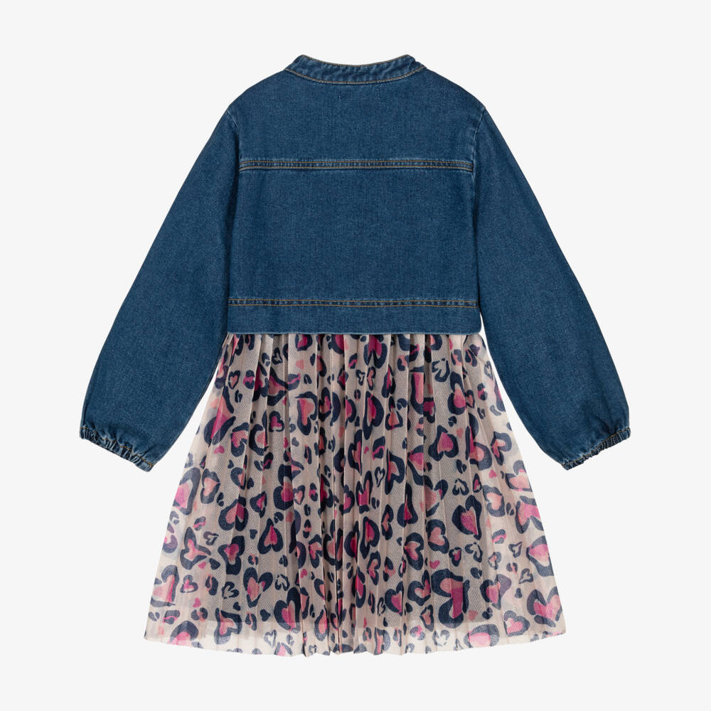 Billieblush-Girls Denim and Pink Tulle Dress | Childrensalon Outlet