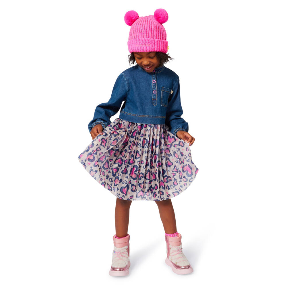 Billieblush-Girls Denim and Pink Tulle Dress | Childrensalon Outlet