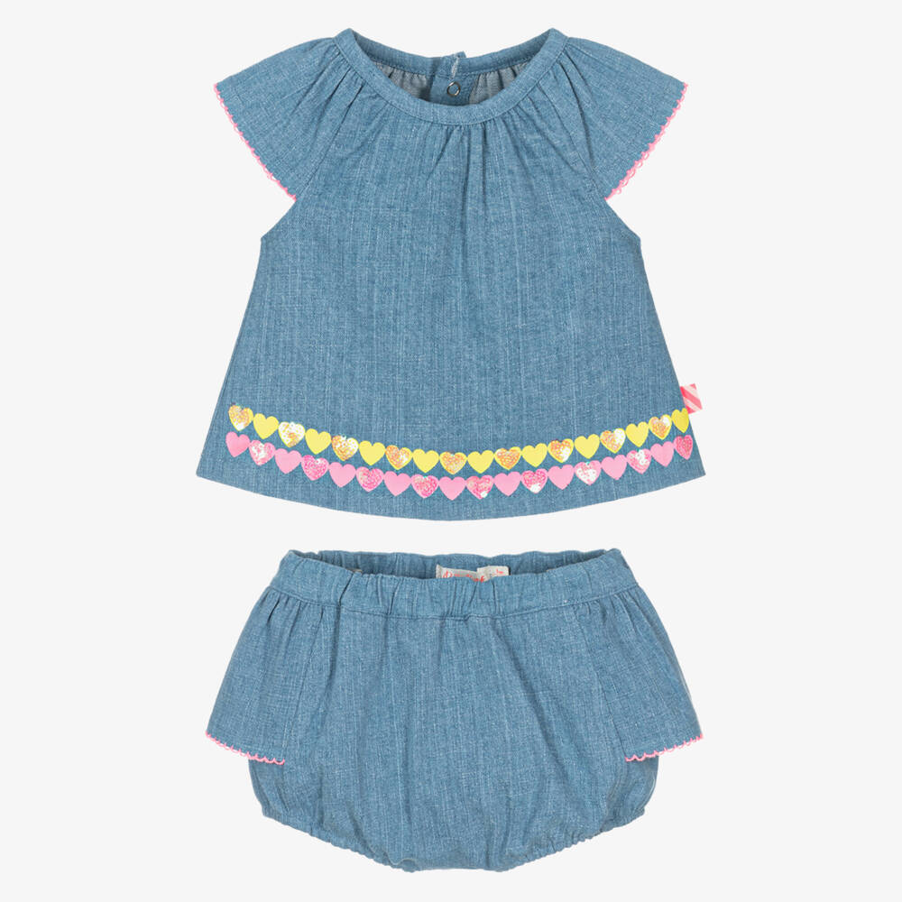 Billieblush-طقم بناتي فاخر من الدنيم مع كشكشات | Childrensalon Outlet