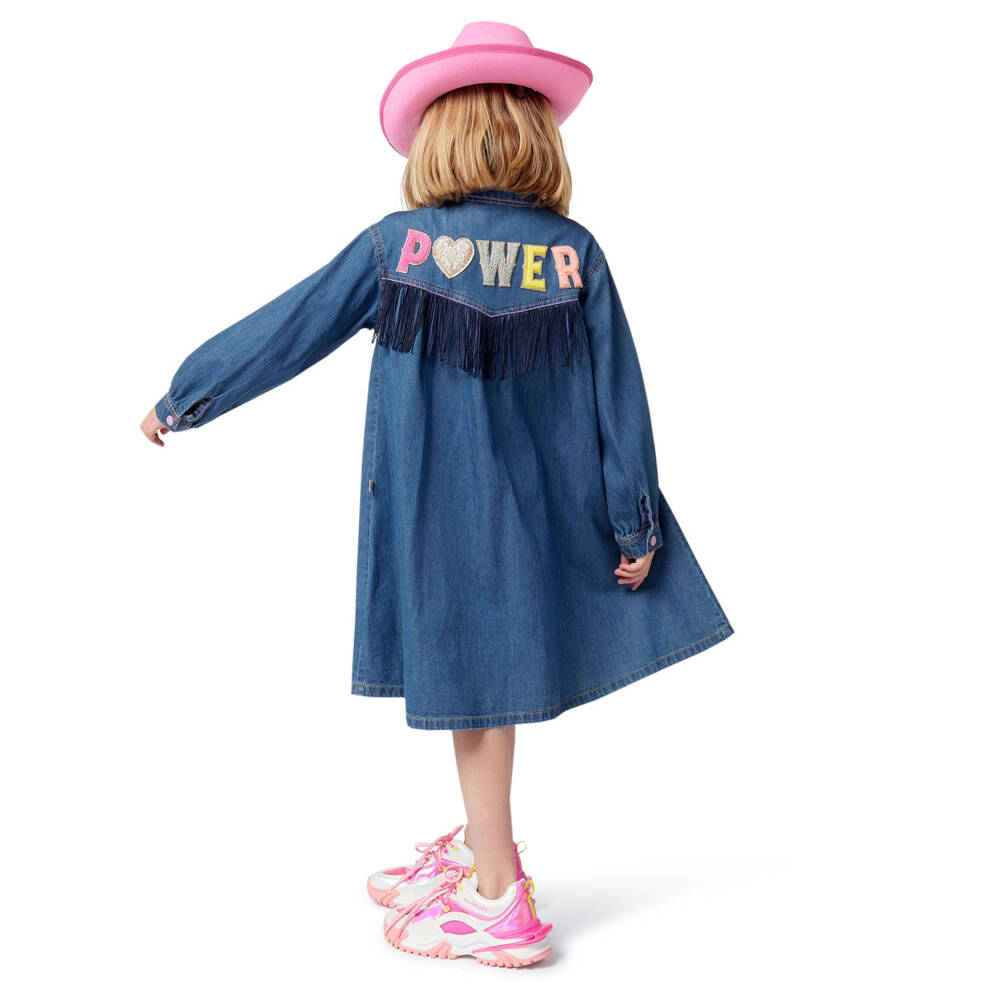 Billieblush-Джинсовое платье с бахромой для девочек синее | Childrensalon Outlet