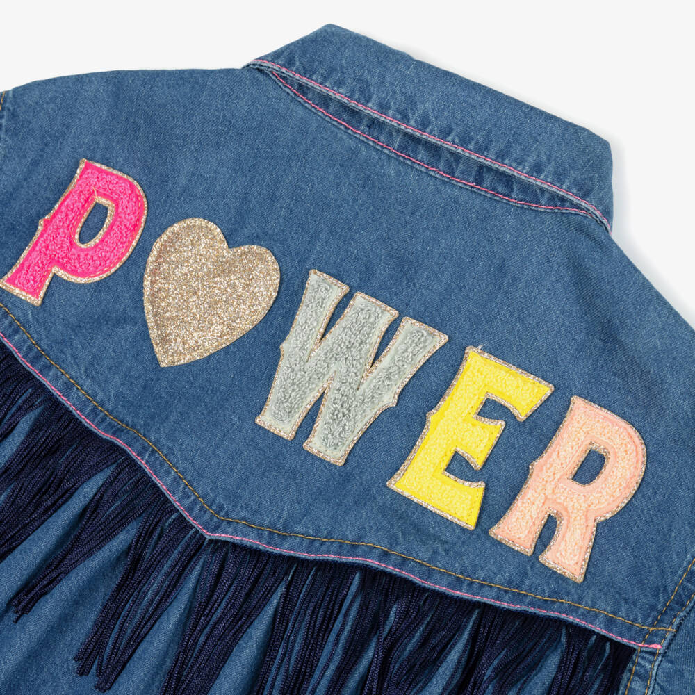 Billieblush-Джинсовое платье с бахромой для девочек синее | Childrensalon Outlet