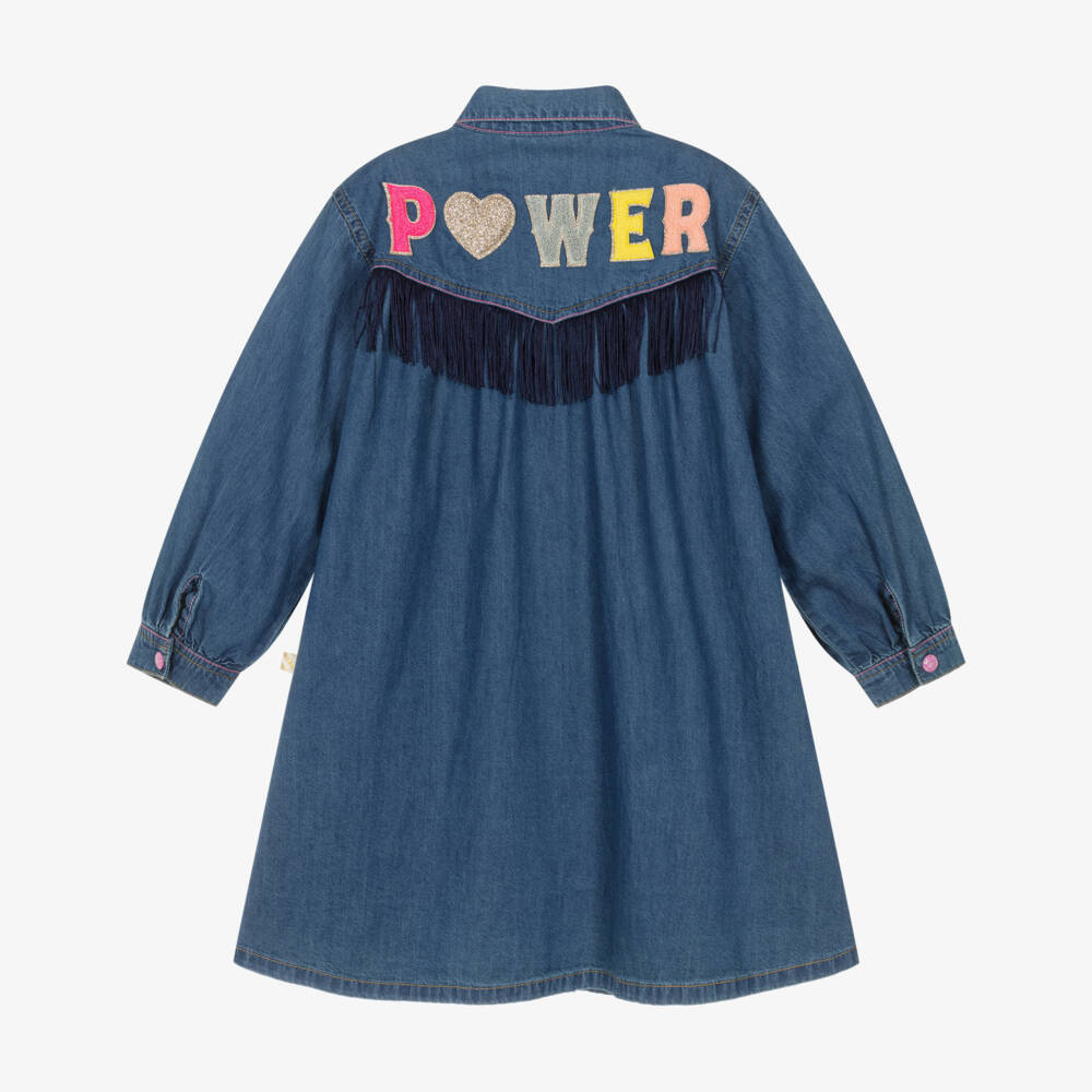 Billieblush-Джинсовое платье с бахромой для девочек синее | Childrensalon Outlet
