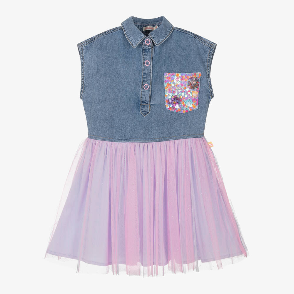 Billieblush-Girls Denim & Glitter Tulle Ensemble | Childrensalon Outlet