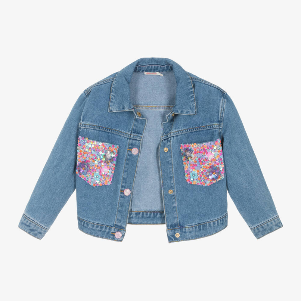 Billieblush-جاكيت جينز للبنات بتفاصيل ترتر | Childrensalon Outlet