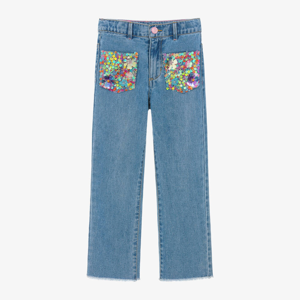 Billieblush-Girls Denim Straight-Leg Trousers | Childrensalon Outlet
