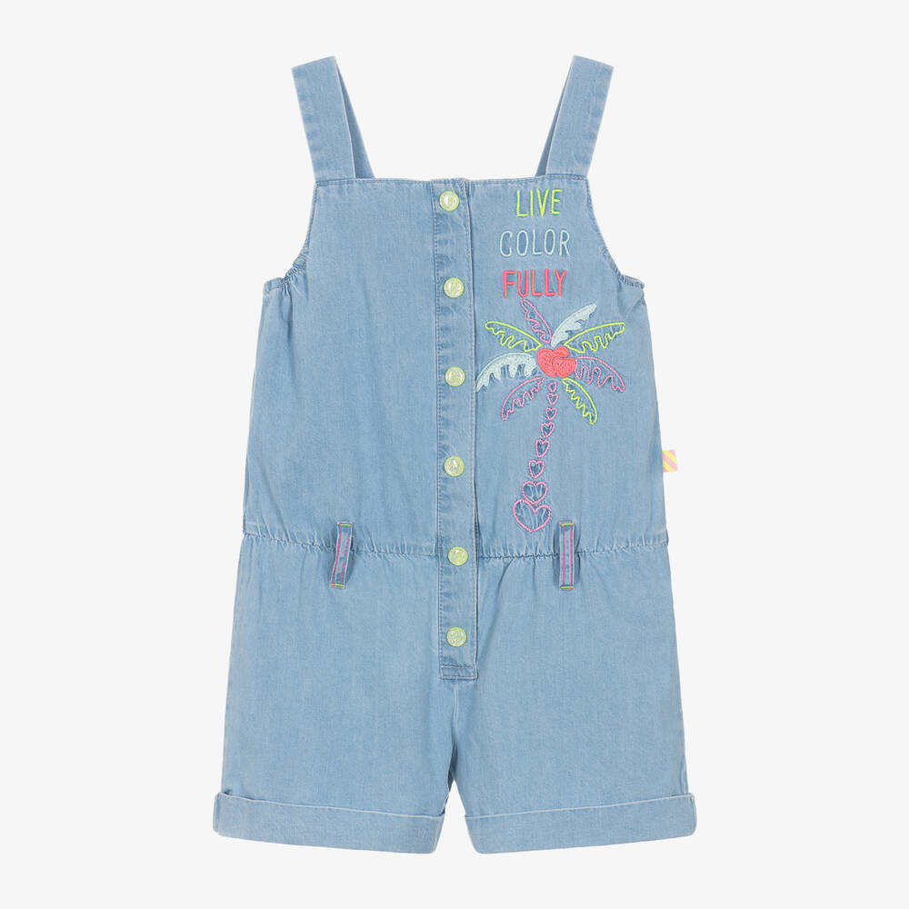 Billieblush-جمبسوت دنيم للبنات بتطريز استوائي | Childrensalon Outlet