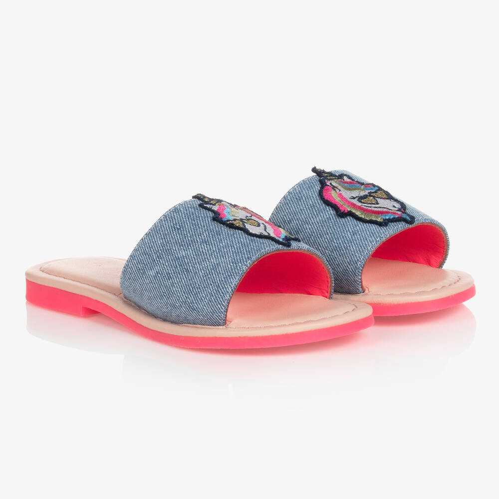 Billieblush - Girls Denim Unicorn Sliders | Childrensalon