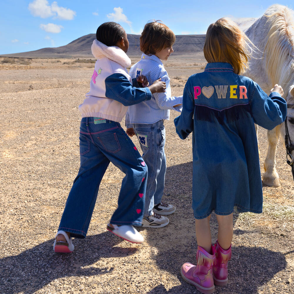 Billieblush-Girls Denim Wide-Leg Heart Jeans | Childrensalon Outlet