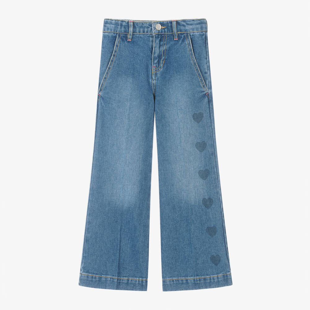 Billieblush-Girls Denim Wide-Leg Heart Trousers | Childrensalon Outlet