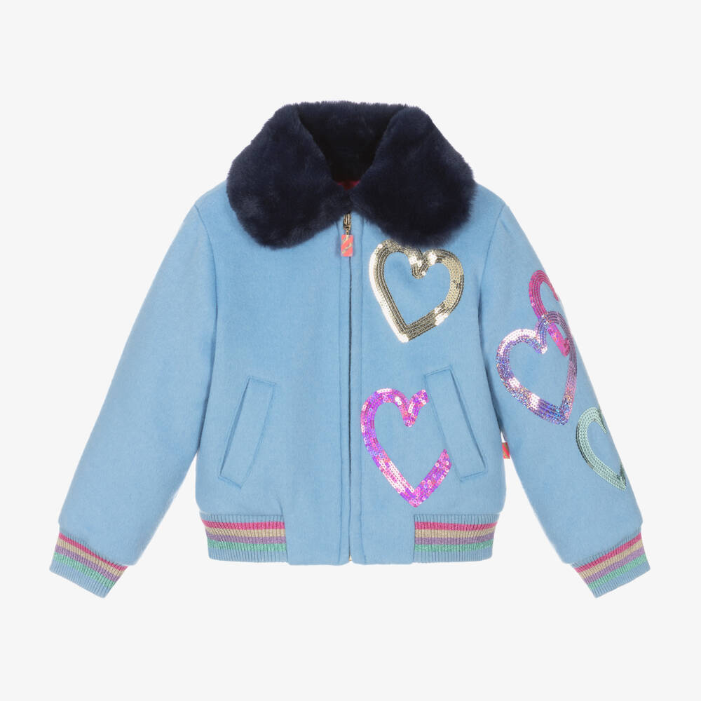 Billieblush-جاكيت صوف أزرق غامق للبنات مزين بالترتر | Childrensalon Outlet