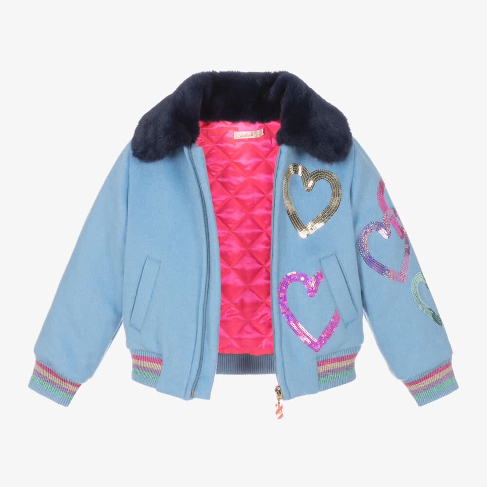 Billieblush-Girls Dusky Blue Wool Sequin Jacket | Childrensalon Outlet