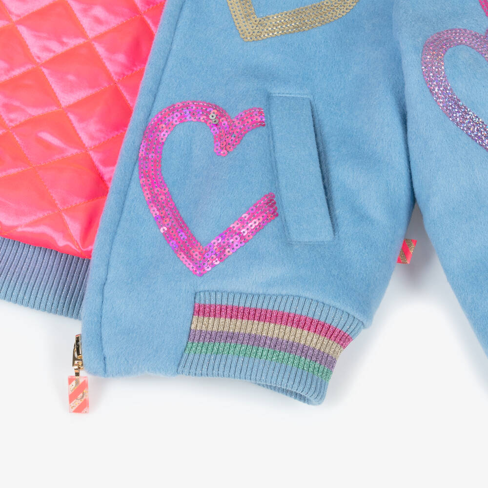 Billieblush-Girls Dusky Blue Wool Sequin Jacket | Childrensalon Outlet