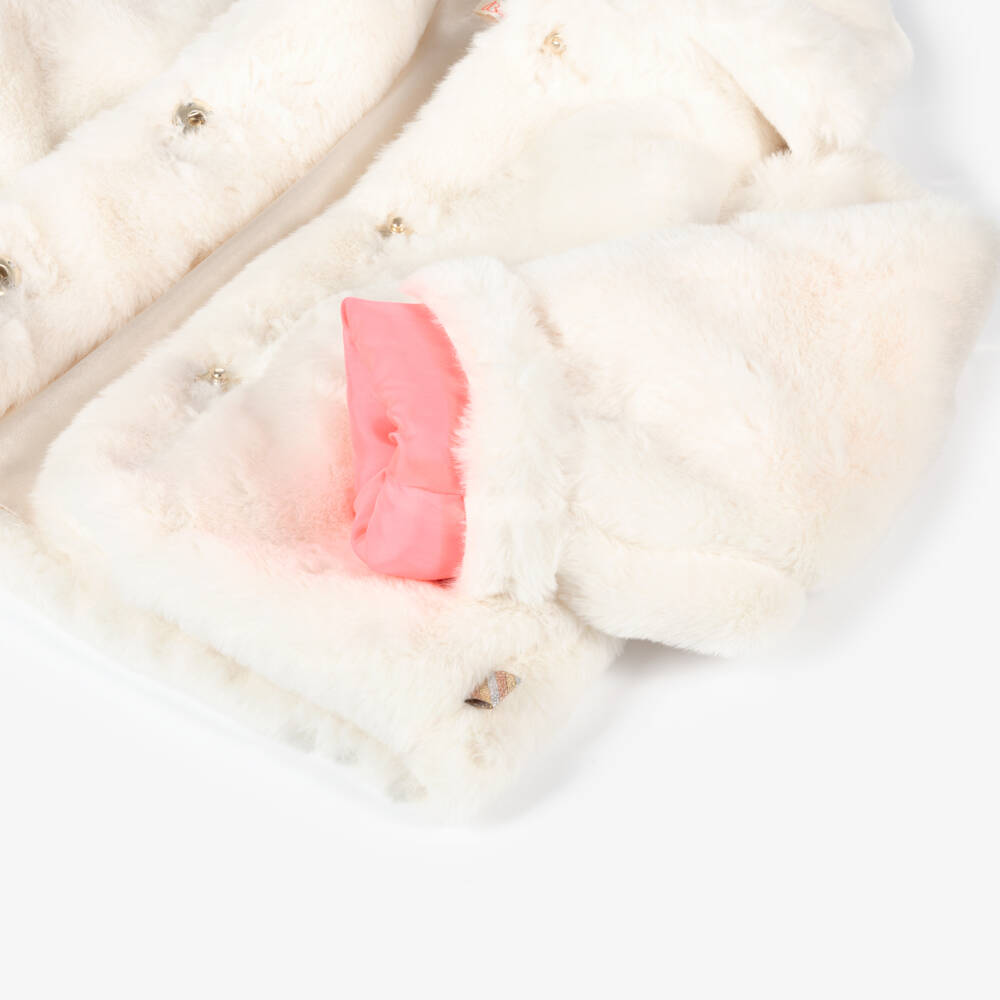 Billieblush-جاكيت فرو صناعي لون عاجي للبنات | Childrensalon Outlet