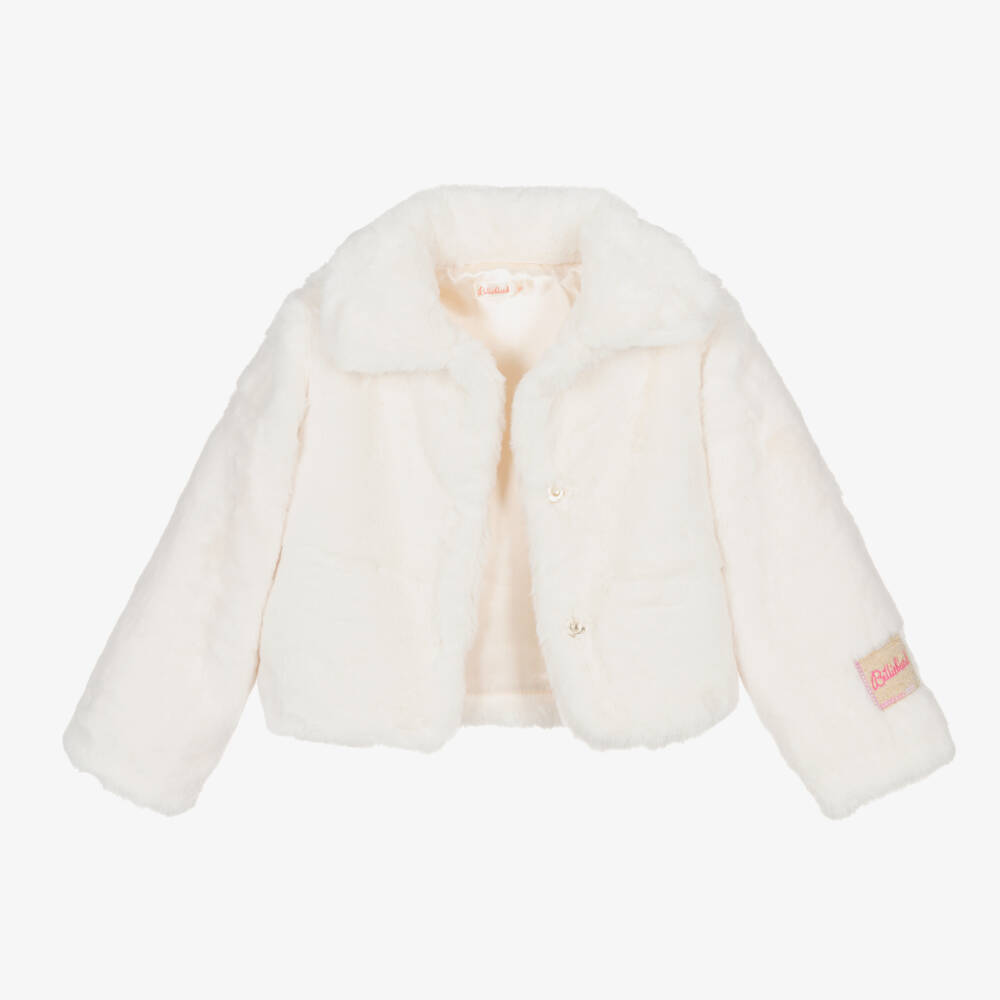 Billieblush-جاكيت فرو صناعي لون عاجي للبنات | Childrensalon Outlet
