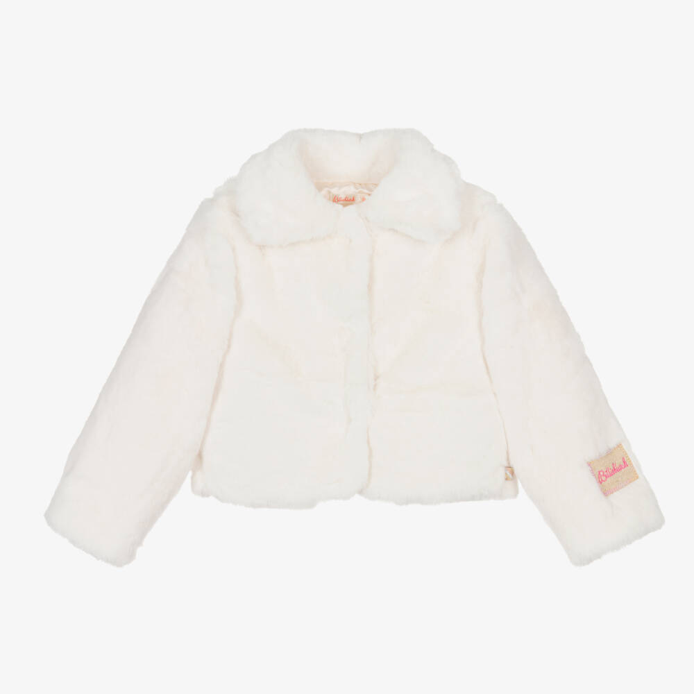 Billieblush-Girls Elegant Ivory Fur Coat | Childrensalon Outlet