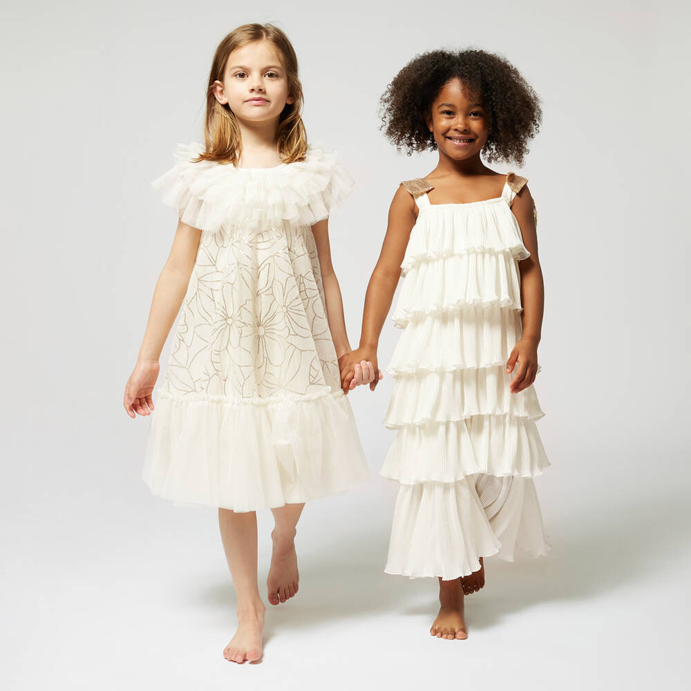 Billieblush-Girls Elegant Ivory Tiered Gown | Childrensalon Outlet