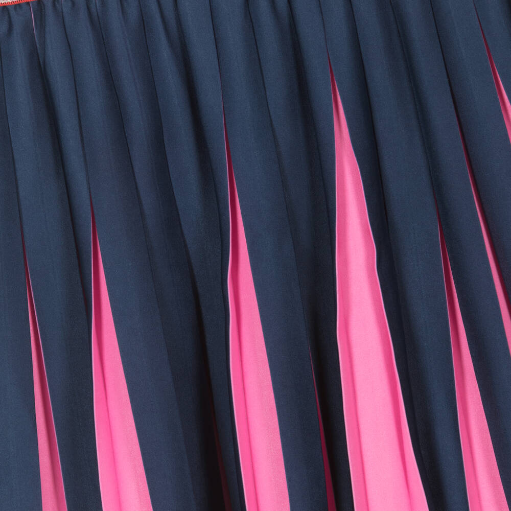 Billieblush-Girls Elegant Navy Satin Pleated Skirt | Childrensalon Outlet
