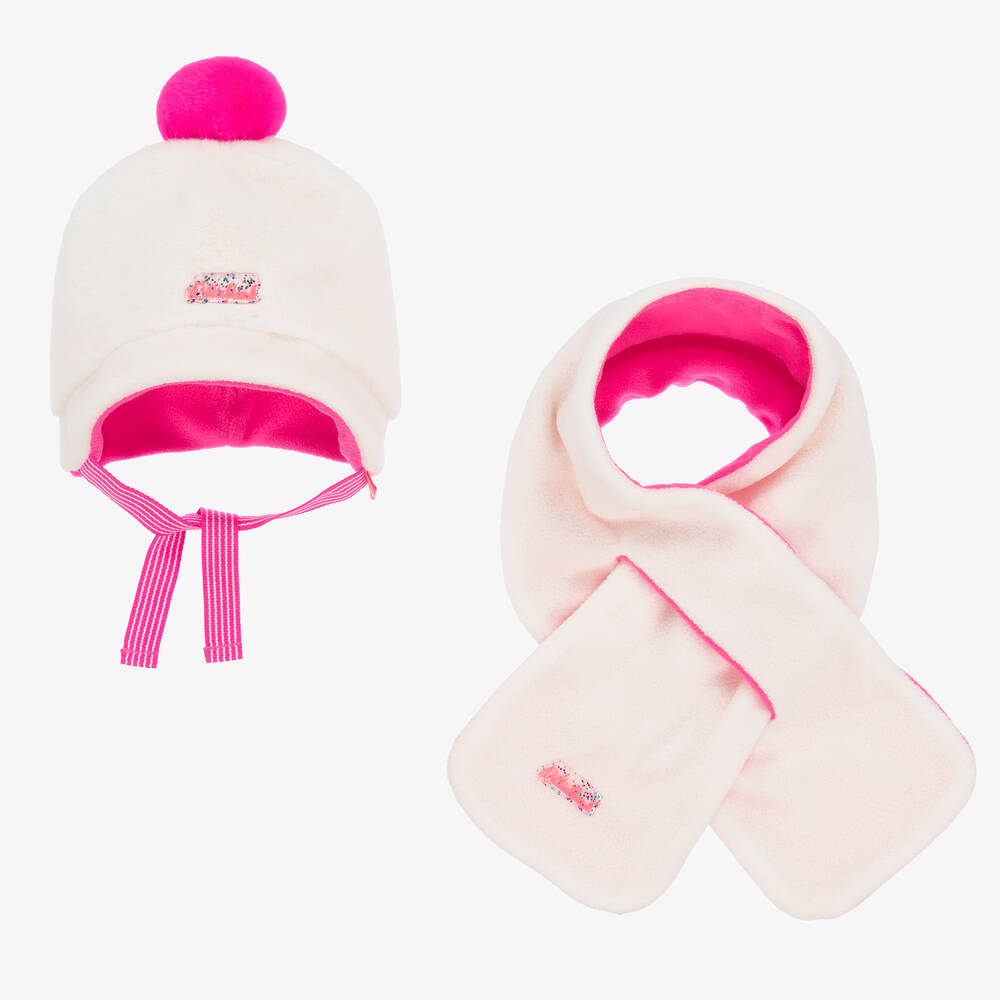 Billieblush - Кремовая шапка и шарф из флиса и искусственного меха | Childrensalon