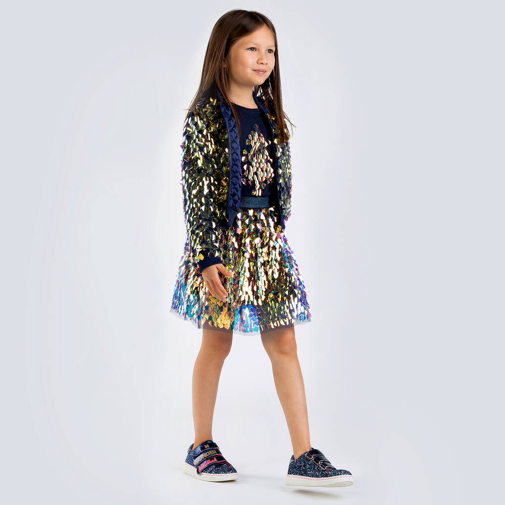 Billieblush-Новогодний синий хлопковый топ для девочек | Childrensalon Outlet