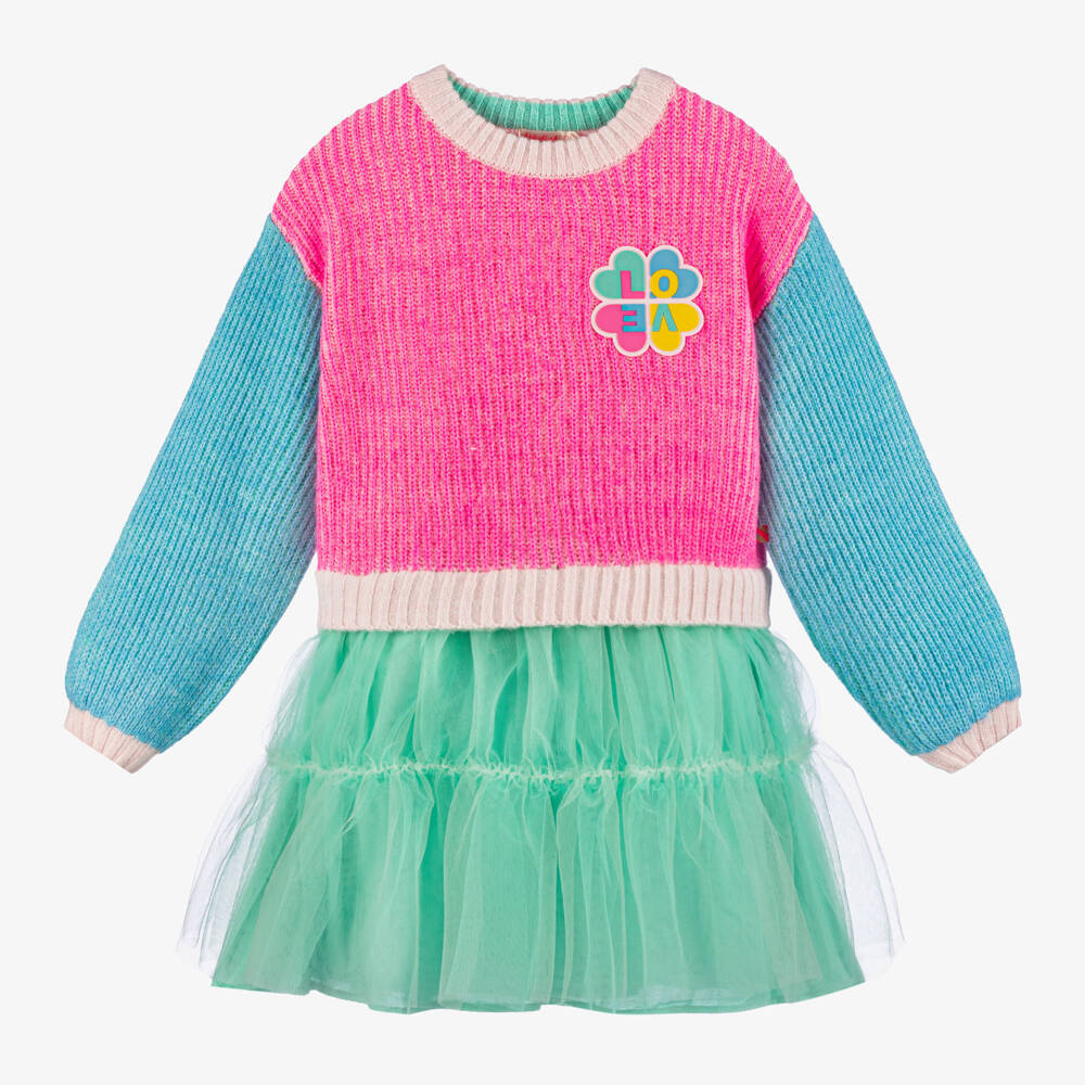Billieblush-Girls Fuchsia Knit & Tulle Dress | Childrensalon Outlet