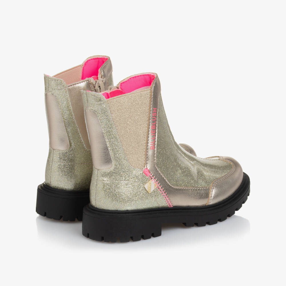 Billieblush-Girls Glittery Gold Faux Leather Ankle Boots | Childrensalon Outlet