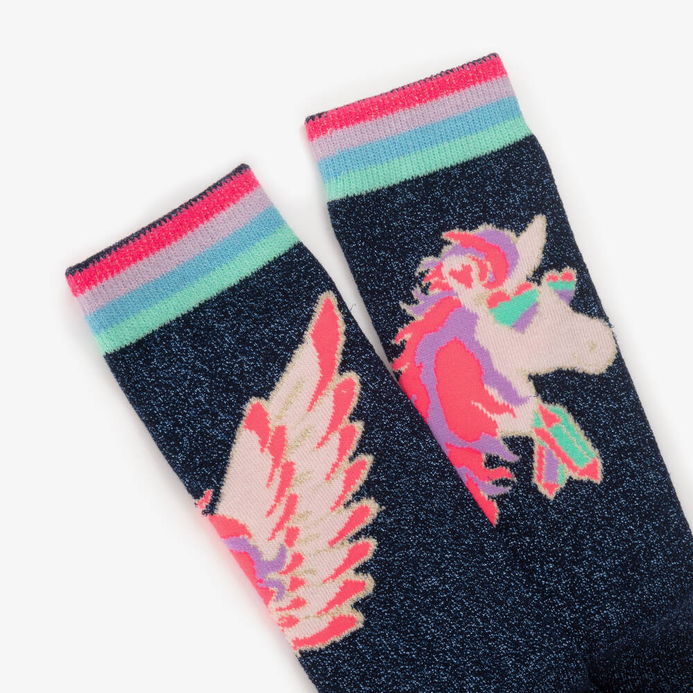 بيلي بلاش-جوارب بيغاسوس لون أزرق براق للبنات | Childrensalon Outlet