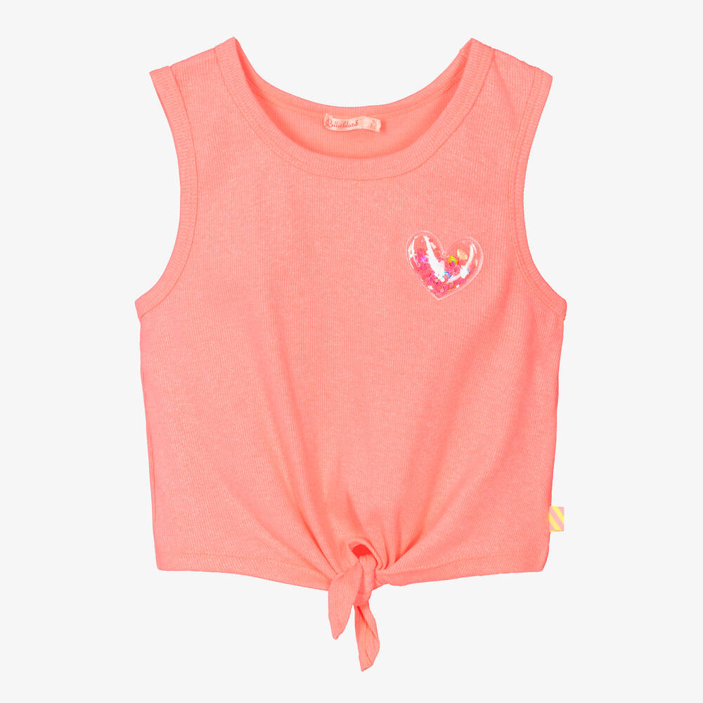 Billieblush-Girls Glittery Neon Pink Jersey Vest Top | Childrensalon Outlet