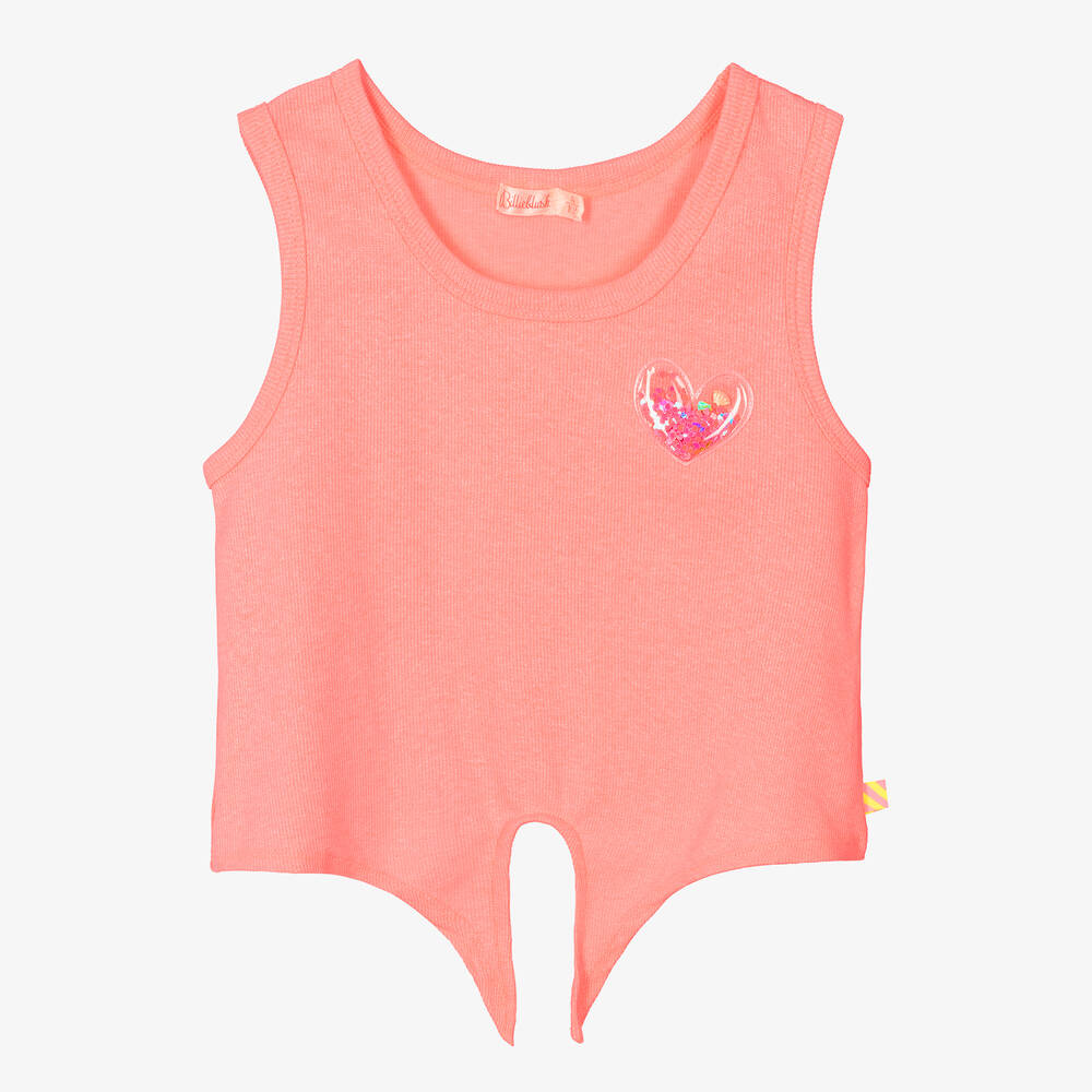 Billieblush-Girls Glittery Neon Pink Jersey Vest Top | Childrensalon Outlet