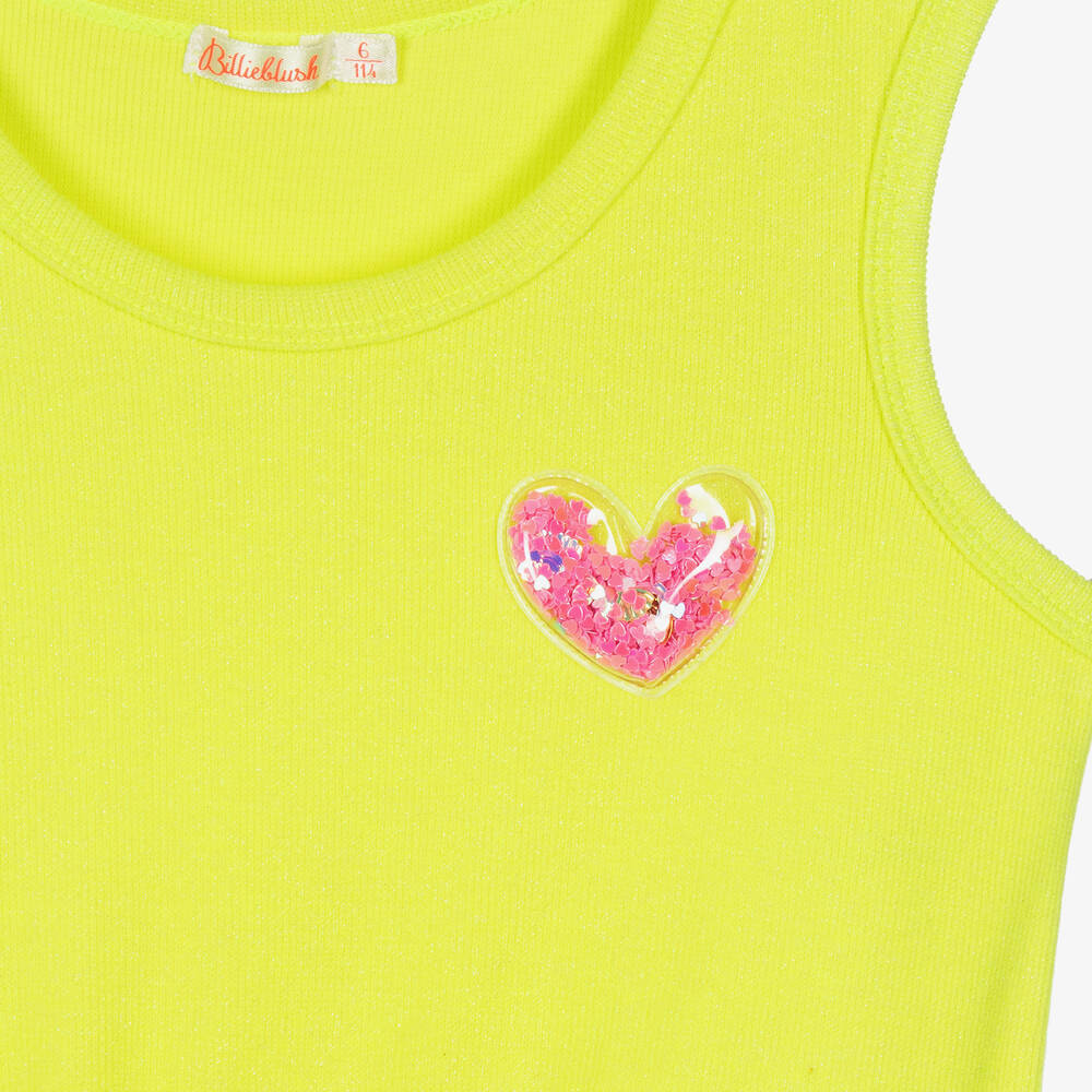 Billieblush-Girls Glittery Neon Yellow Jersey Dress | Childrensalon Outlet