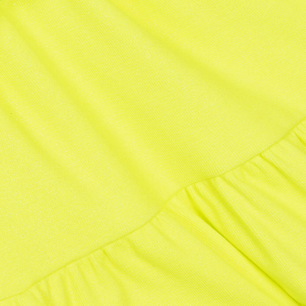 Billieblush-Girls Glittery Neon Yellow Jersey Dress | Childrensalon Outlet