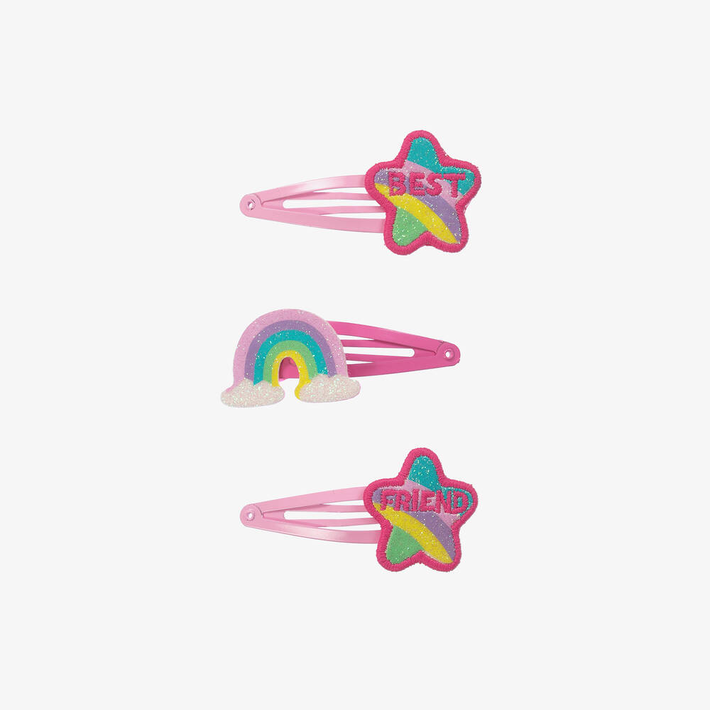 Billieblush - Girls Glittery Pink Hair Clips (3 Pack) | Childrensalon