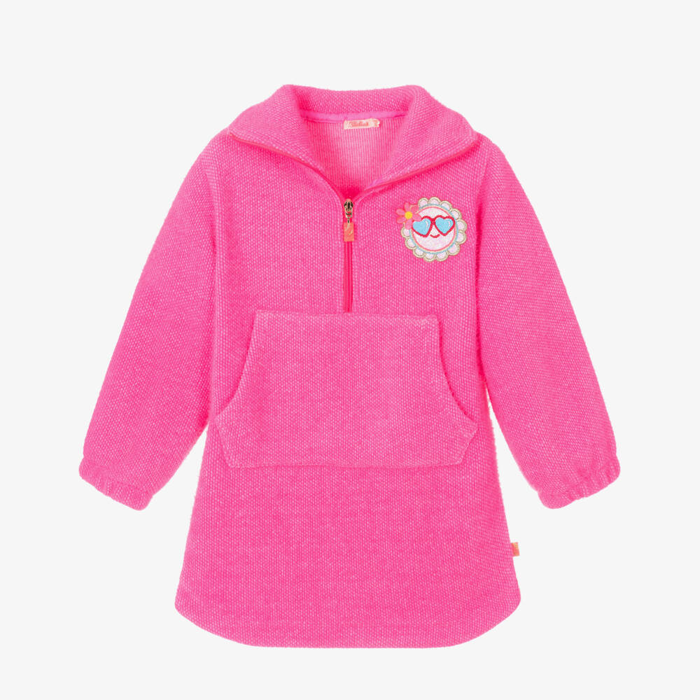 Billieblush-فستان بطبعة وردة لون زهري نيون براق | Childrensalon Outlet