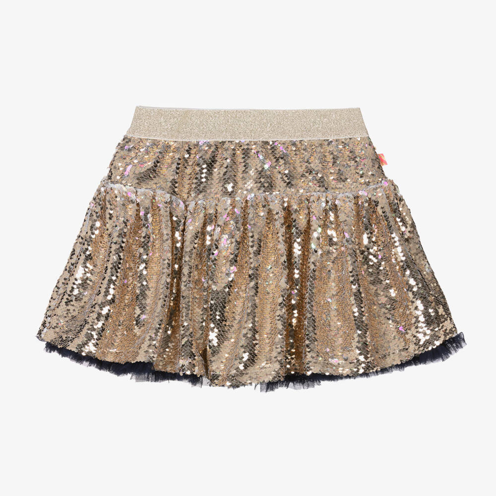 Billieblush-تنورة بوجهين مزينة بترتر لون ذهبي براق للبنات | Childrensalon Outlet
