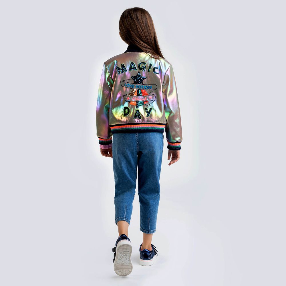 Girls gold bomber best sale jacket