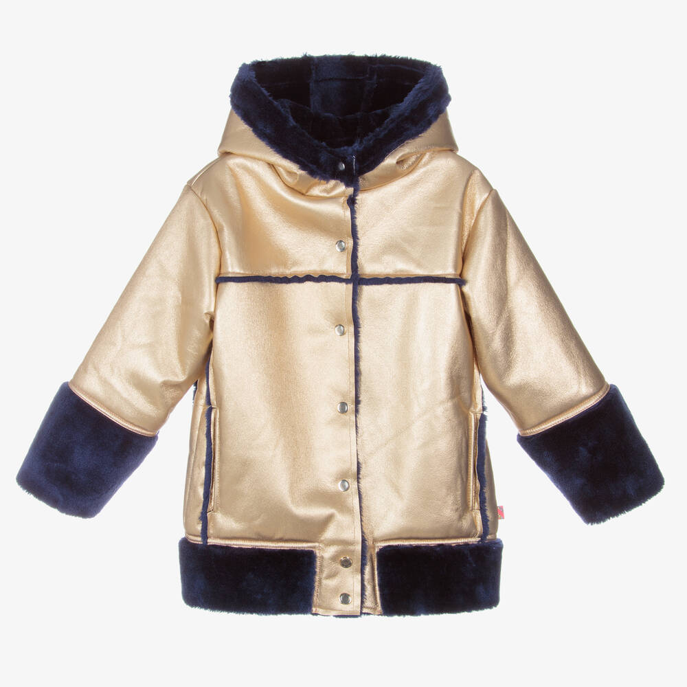 Billieblush - معطف جلد صناعي لون ذهبي للبنات | Childrensalon