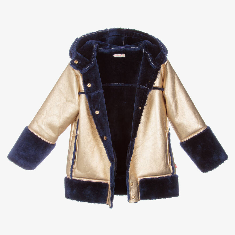 Billieblush-Girls Gold Faux Leather Coat | Childrensalon Outlet