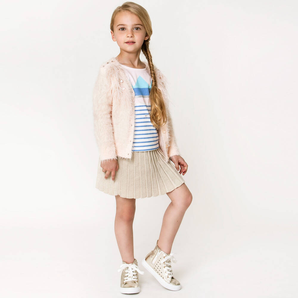 Billieblush-Girls Gold Knitted Skirt  | Childrensalon Outlet