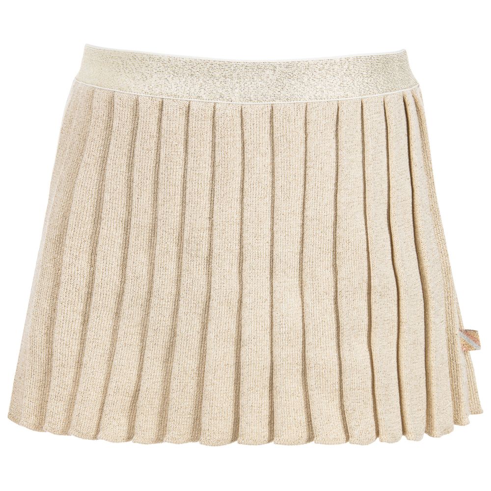 Billieblush - Girls Gold Knitted Skirt  | Childrensalon