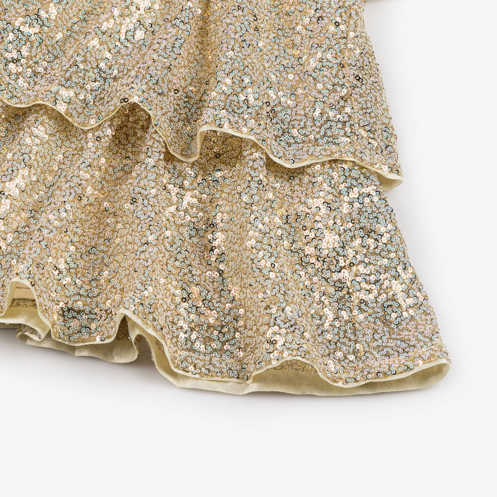Billieblush-فستان تول بطبقات لون ذهبي | Childrensalon Outlet