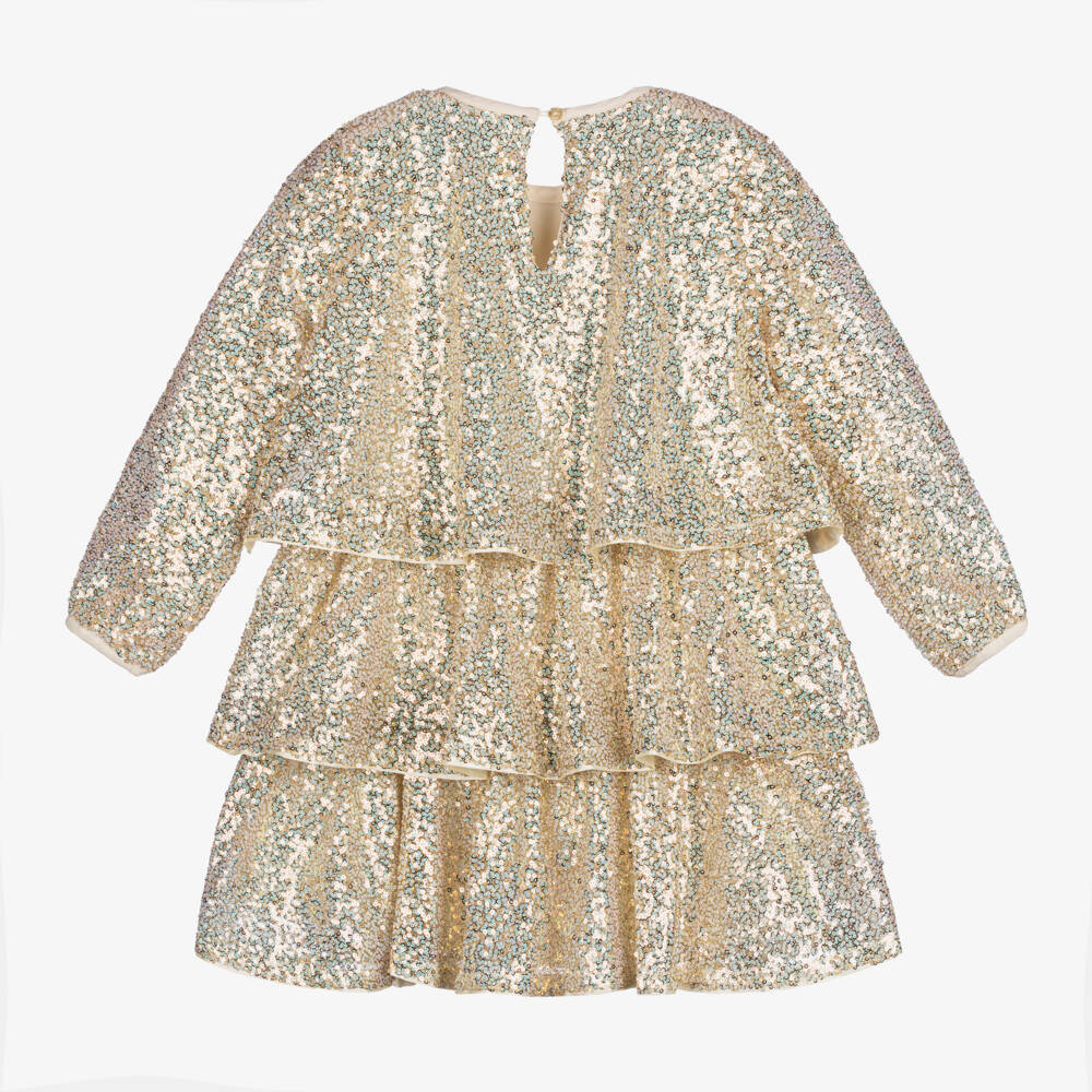 Billieblush-فستان تول بطبقات لون ذهبي | Childrensalon Outlet