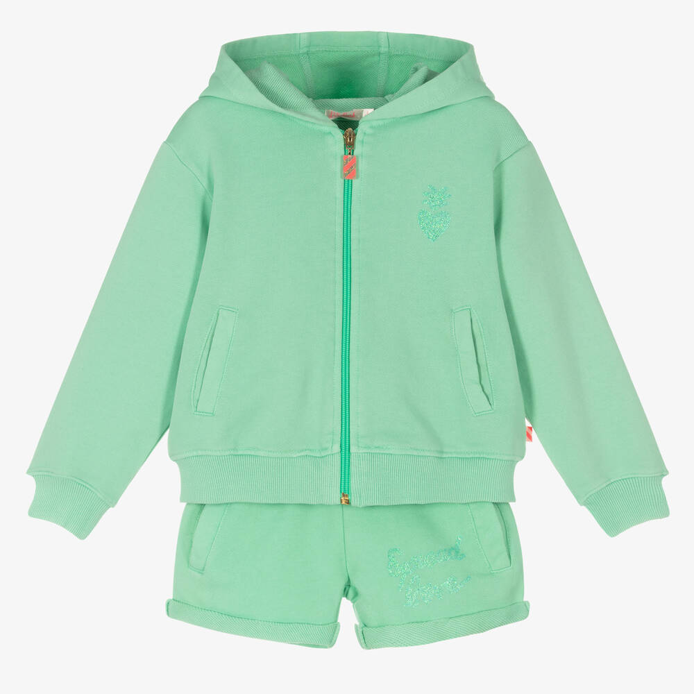 Billieblush - Girls Green Cotton Pineapple Short Tracksuit | Childrensalon