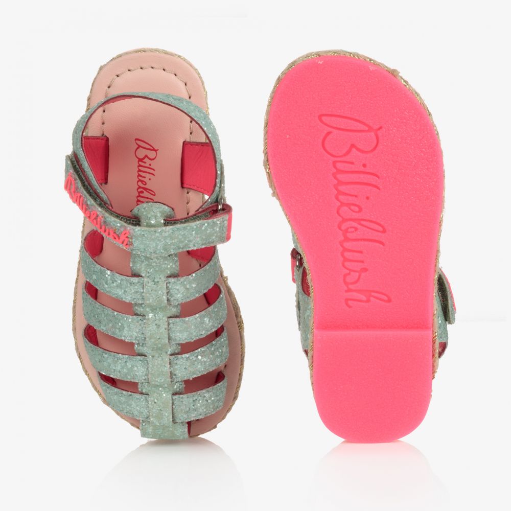 Billieblush-صندل جلد غليتر لون أخضر نعناعي للبنات | Childrensalon Outlet