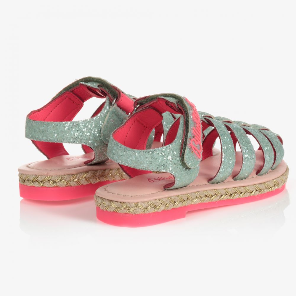 Billieblush-صندل جلد غليتر لون أخضر نعناعي للبنات | Childrensalon Outlet